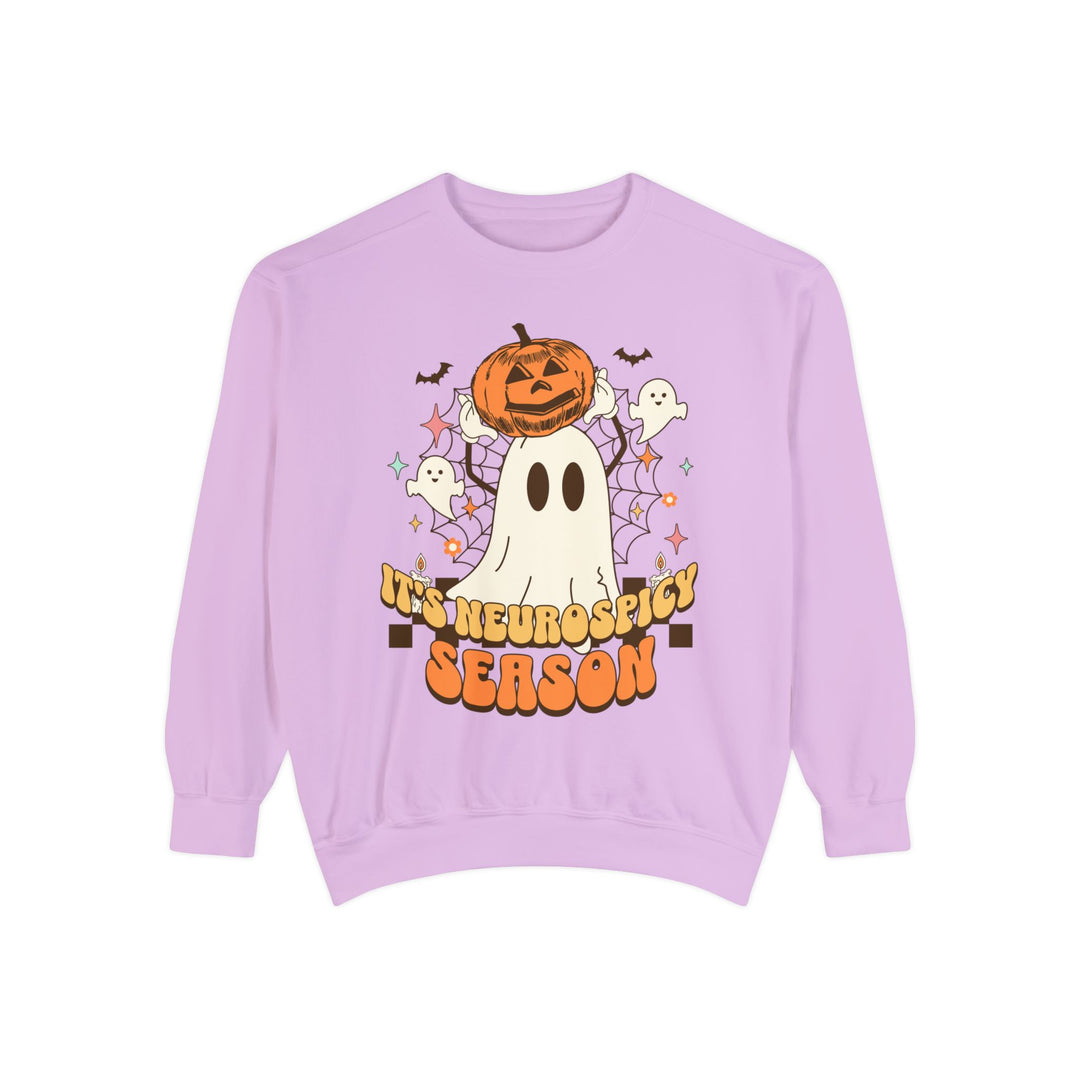 Adult Its Neurospicy Season Ghost and Pumpkin Comfort Colors Sweatshirt