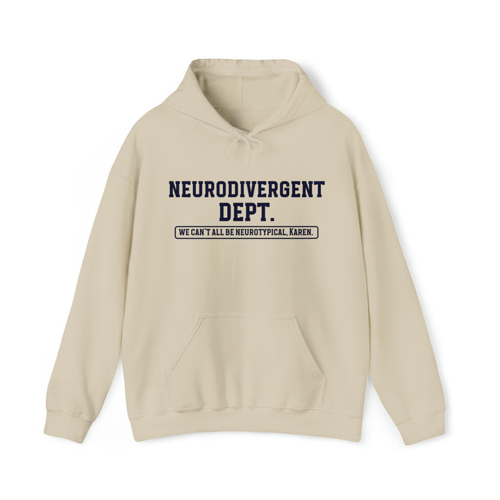 Neurodivergent Dept. Navy Blue Text Hoodie