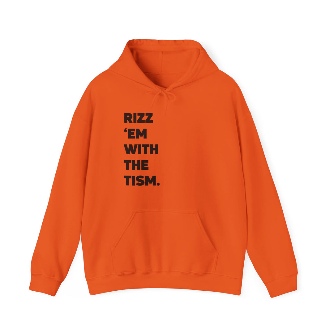 Adult Rizz Em With the Tism Black Text Hoodie