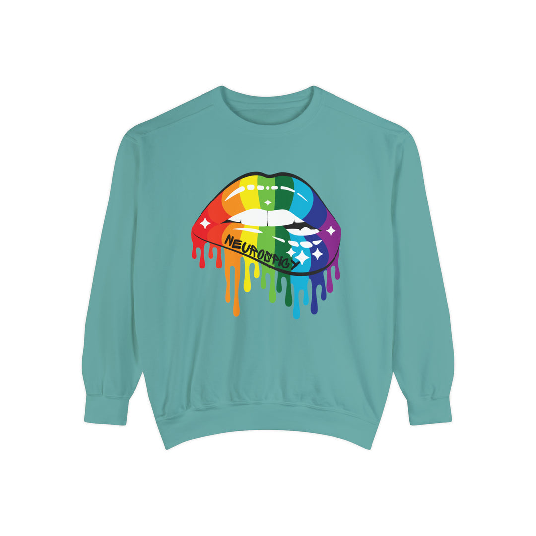 Comfort Colors Neurospicy Rainbow Lips Sweatshirt