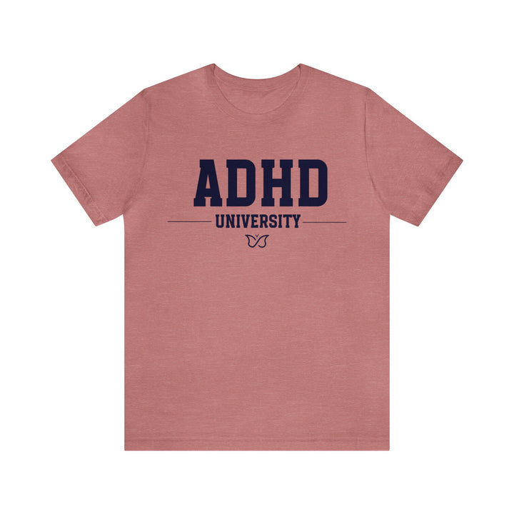 Adult ADHD University Butterfly Symbol Navy Blue Text Tee