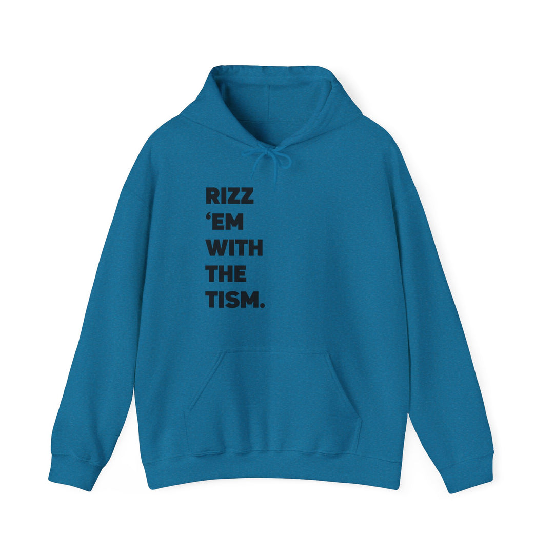 Adult Rizz Em With the Tism Black Text Hoodie