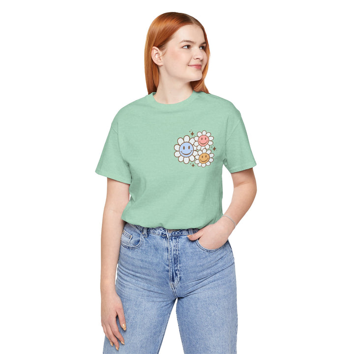 Adult Be Kind to Your Mind Smiling Daisy Front and Back Tee