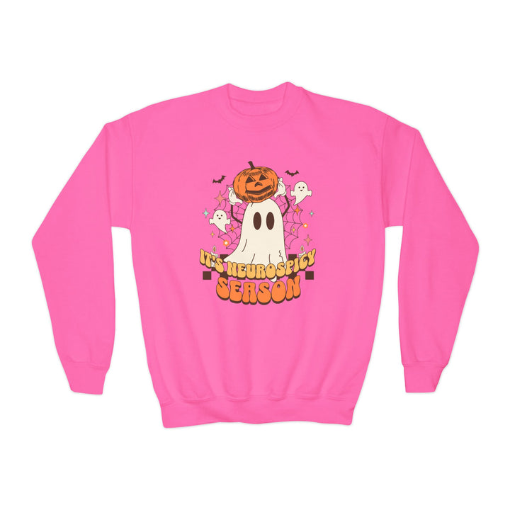 Kids Its Neurospicy Season Ghost and Pumpkin Sweatshirt