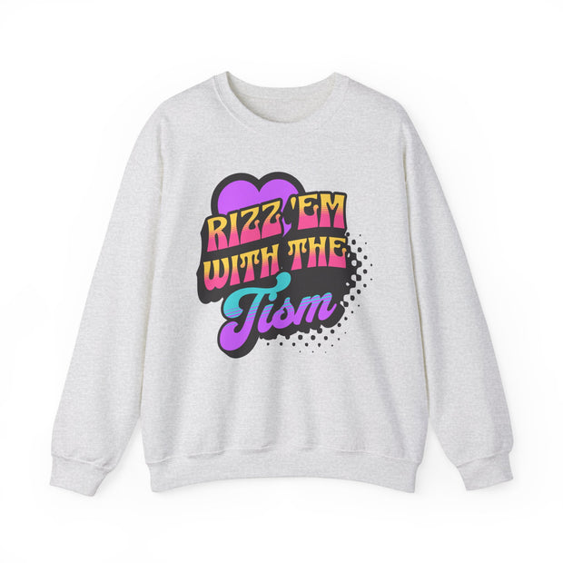 Rizz Em With The Tism Purple Heart Adult Sweatshirt