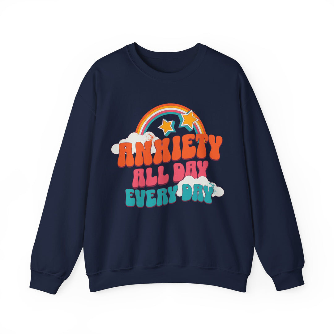 Adult Anxiety All Day Every Day Rainbow and Stars Sweatshirt