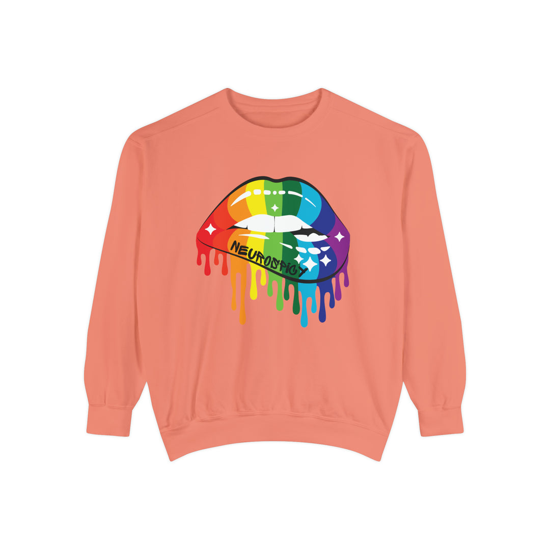 Comfort Colors Neurospicy Rainbow Lips Sweatshirt