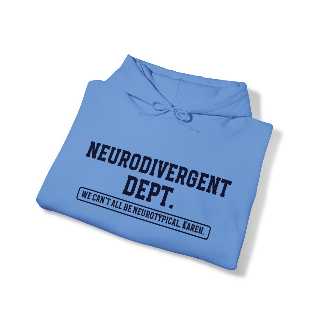 Neurodivergent Dept. Navy Blue Text Hoodie