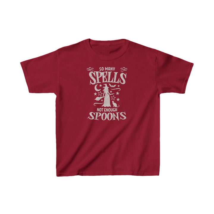 Kids So Many Spells Not Enough Spoons Distressed Tee