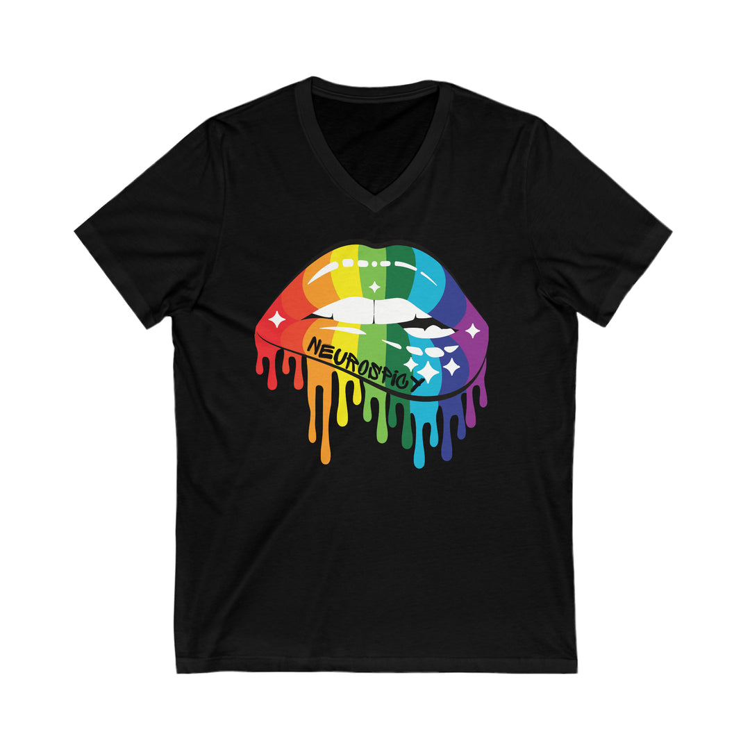 Neurospicy Rainbow Lips V-Neck Tee