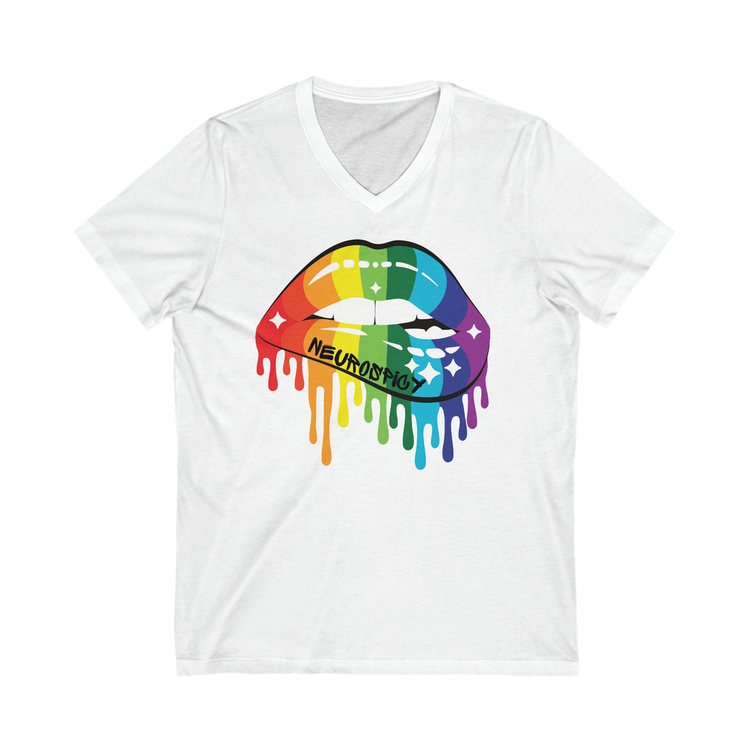 Neurospicy Rainbow Lips V-Neck Tee