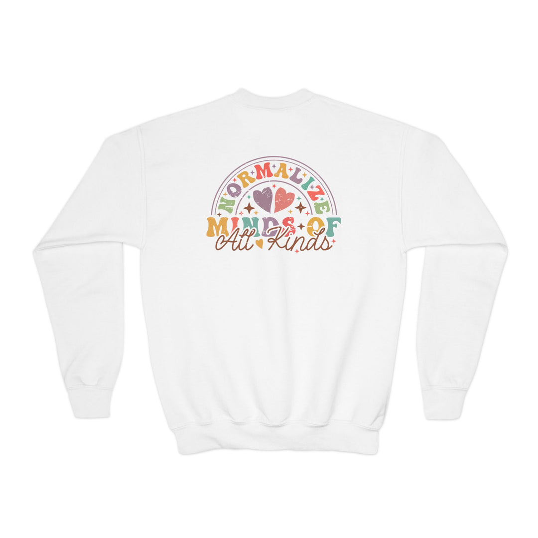 Kids Normalize  Minds of all Kinds Rainbow Front and Back Sweatshirt