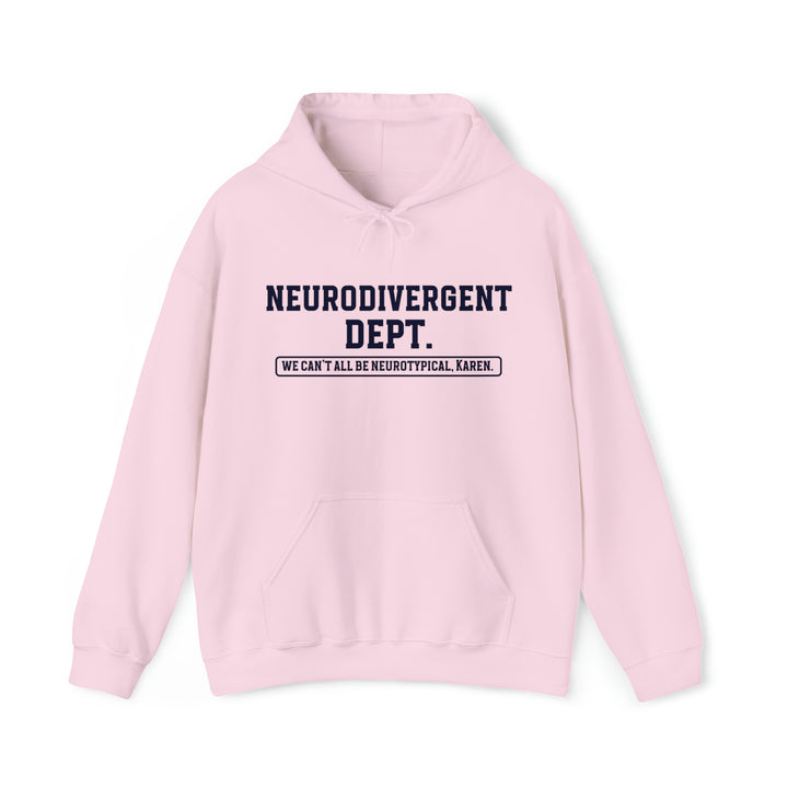 Neurodivergent Dept. Navy Blue Text Hoodie