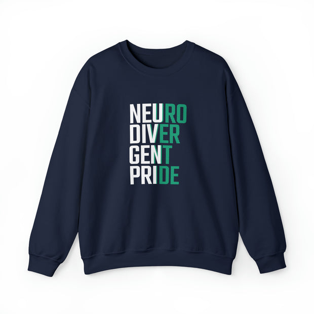Neurodivergent Pride Green & White Text Sweatshirt