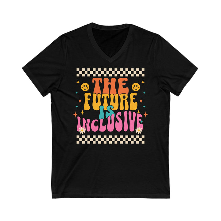 Adult Groovy The Future is Inclusive V-Neck Tee