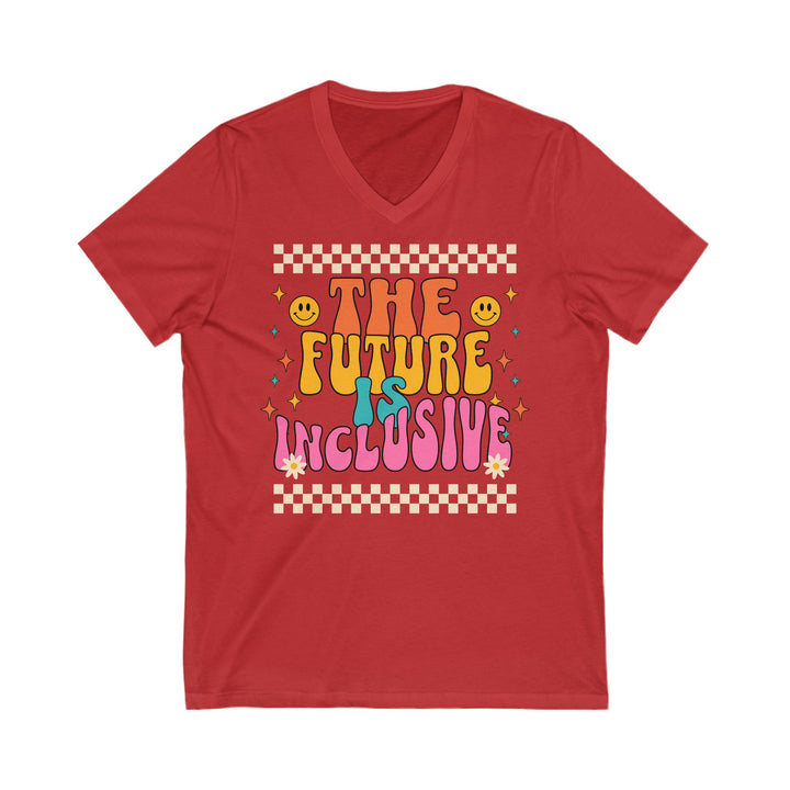 Adult Groovy The Future is Inclusive V-Neck Tee