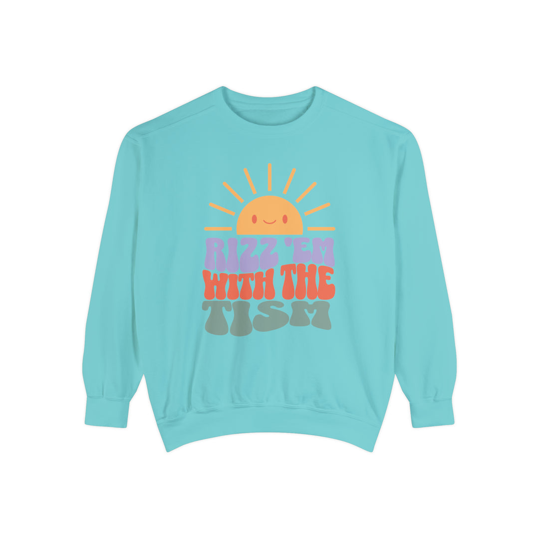 Adult Sunny Rizz 'Em With The Tism Comfort Colors Sweatshirt