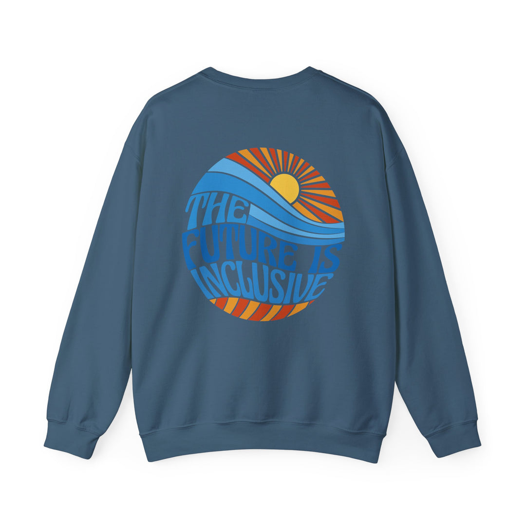 Adult The Future Is Inclusive Groovy Sun Front and Back Sweatshirt