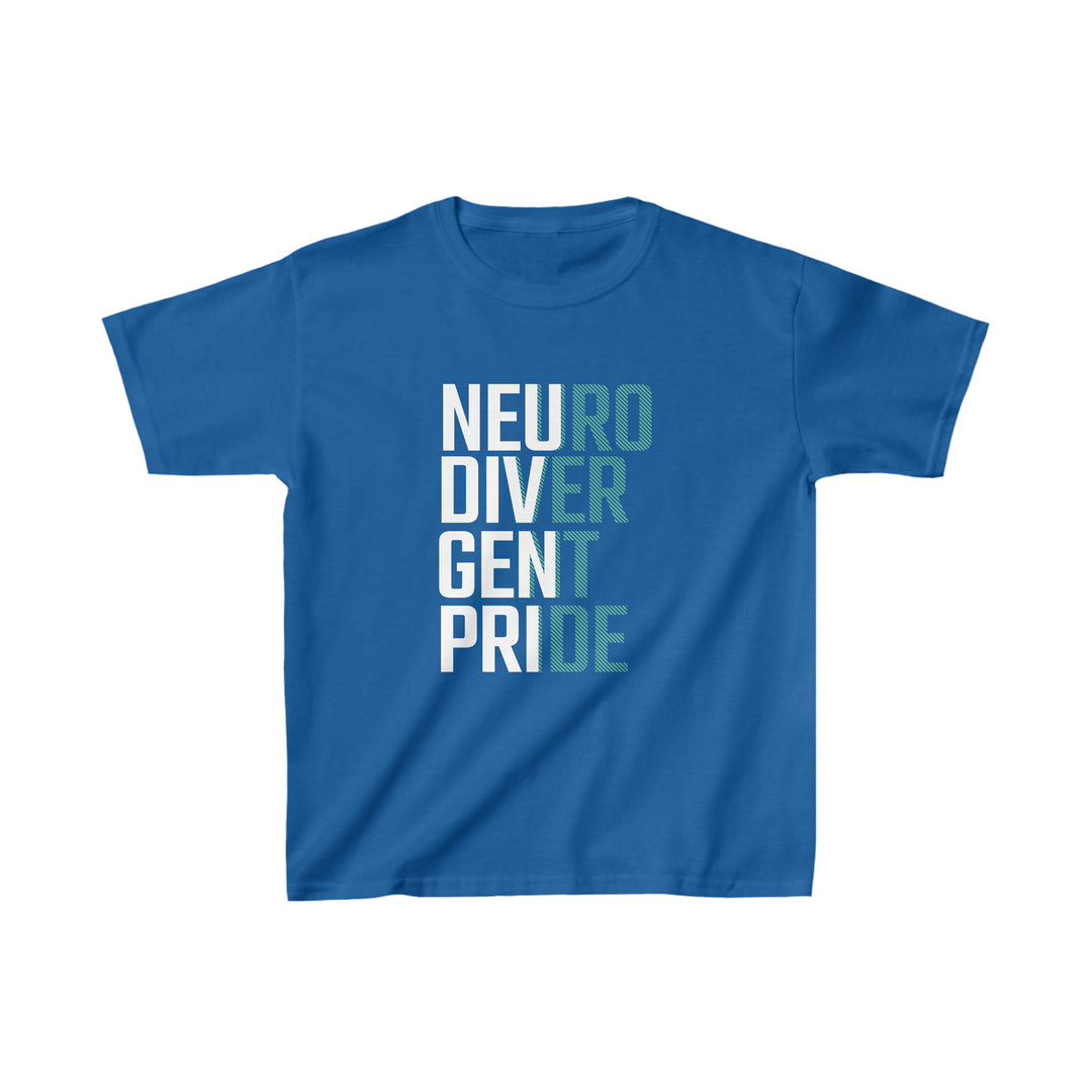 Kids Neurodivergent Pride Green & White Text Tee