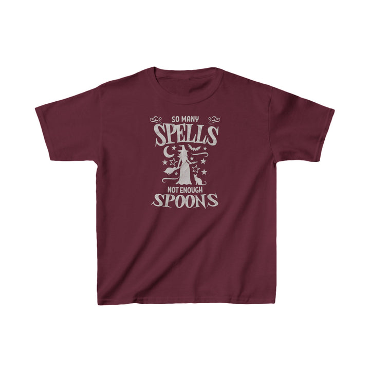 Kids So Many Spells Not Enough Spoons Distressed Tee