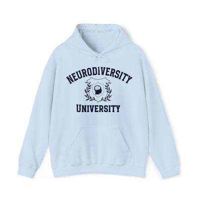 Neurodiversity University Beautiful Mind Navy Blue Text Hoodie