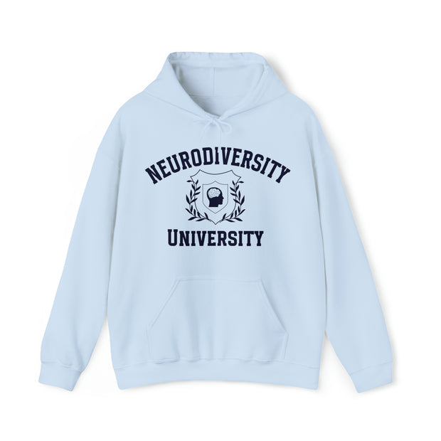 Neurodiversity University Beautiful Mind Navy Blue Text Hoodie