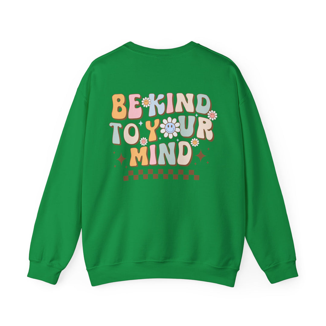 Adult Be Kind to Your Mind Smiling Daisy Front and Back Sweatshirt