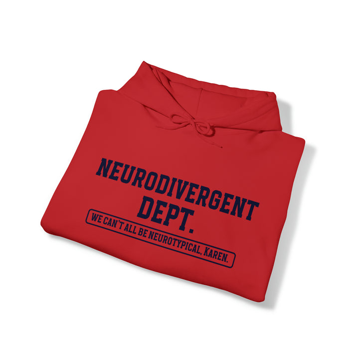 Neurodivergent Dept. Navy Blue Text Hoodie