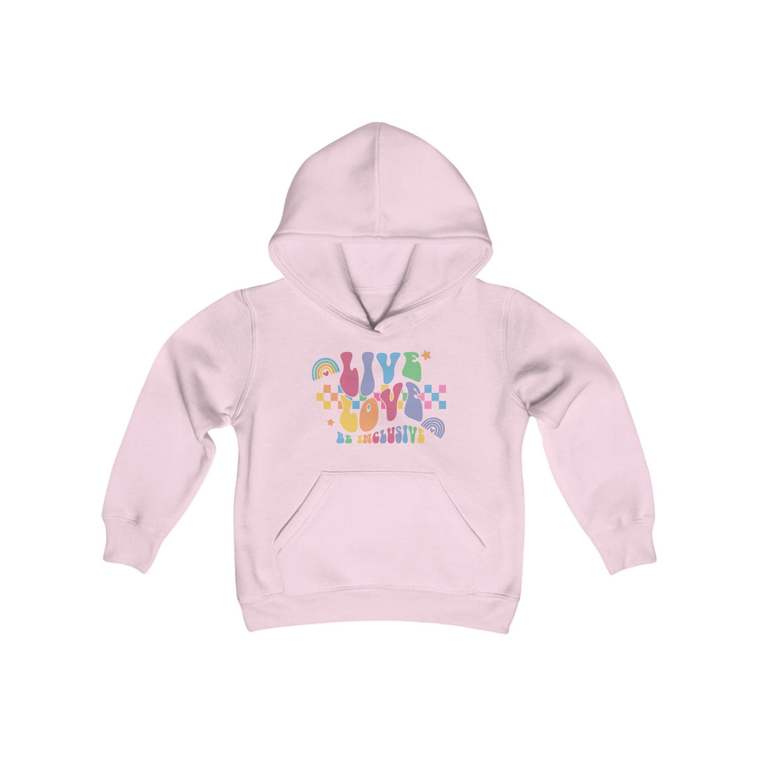 Kids Live Love Be Inclusive Front and Back Hoodie Sweatshirt