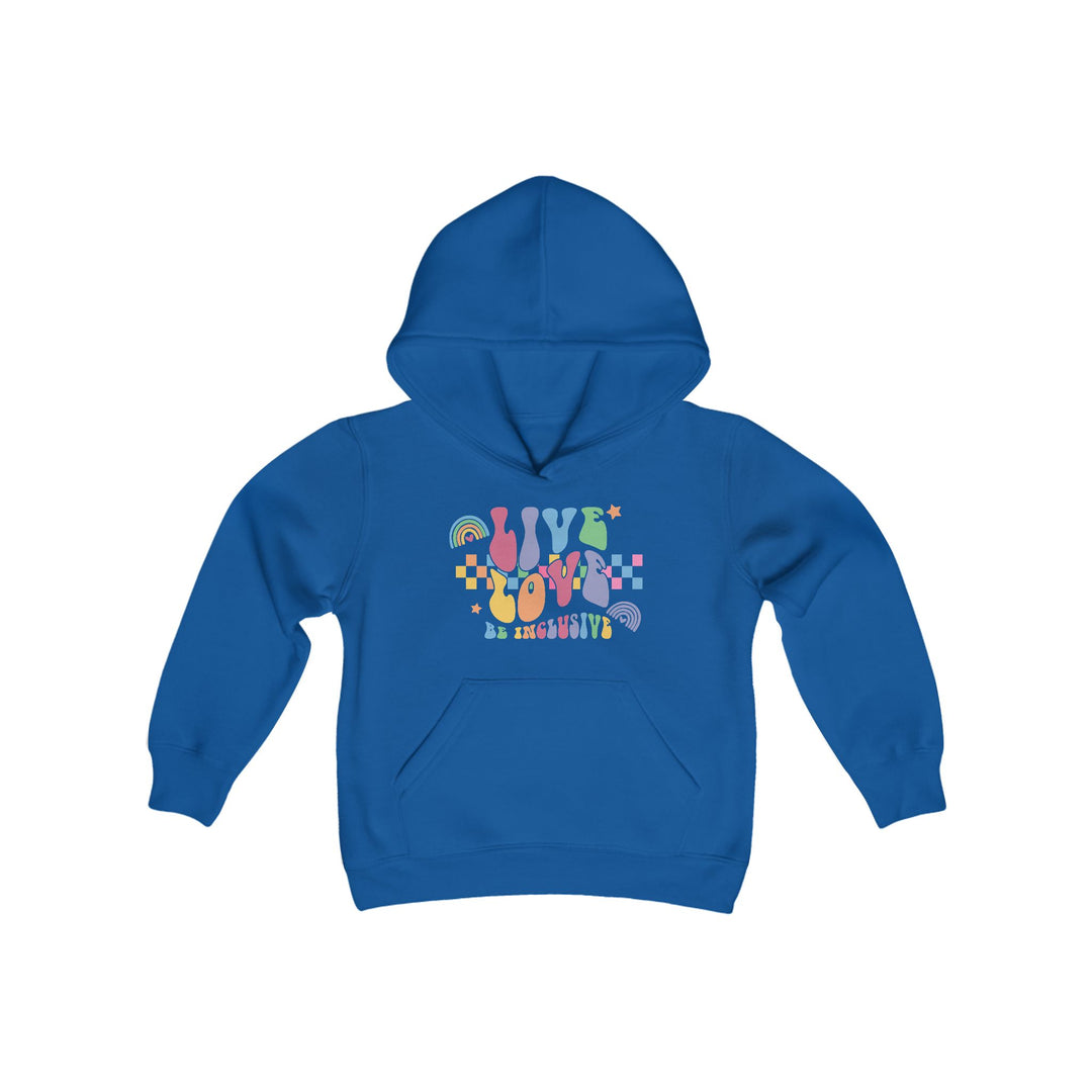 Kids Live Love Be Inclusive Front and Back Hoodie Sweatshirt