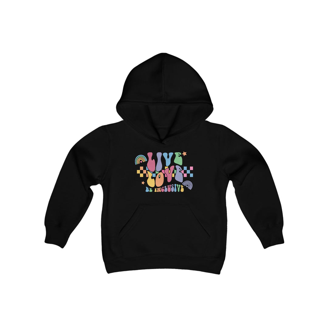 Kids Live Love Be Inclusive Front and Back Hoodie Sweatshirt