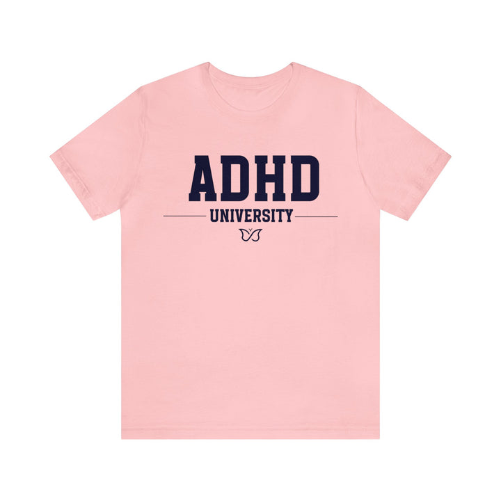 Adult ADHD University Butterfly Symbol Navy Blue Text Tee