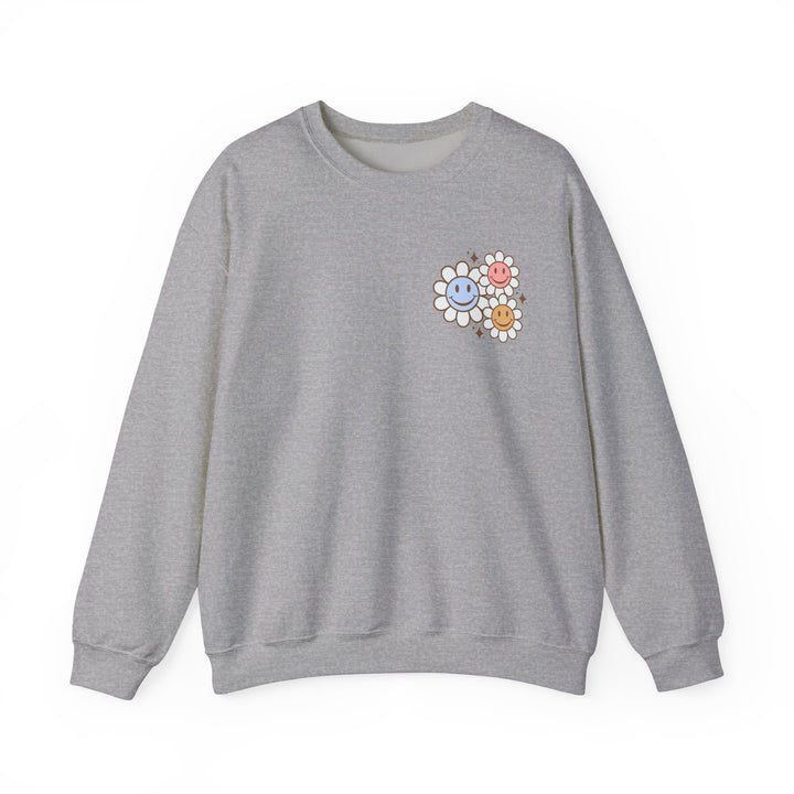 Adult Be Kind to Your Mind Smiling Daisy Front and Back Sweatshirt