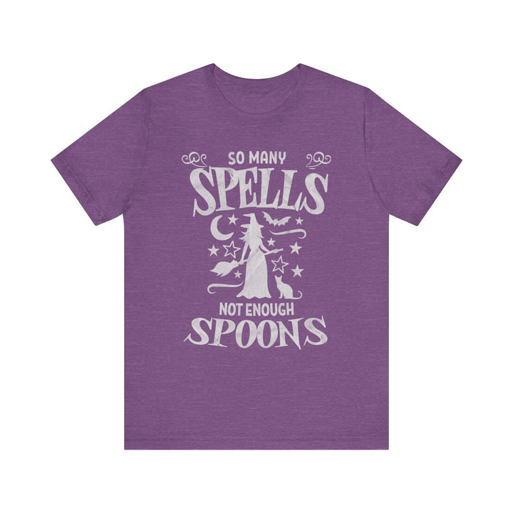 Adult So Many Spells Not Enough Spoons Distressed Tee