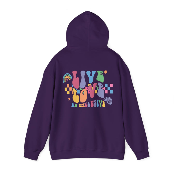 Adult Live Love Be Inclusive Front and Back Hoodie