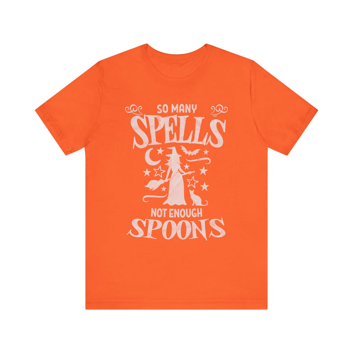 Adult So Many Spells Not Enough Spoons Distressed Tee