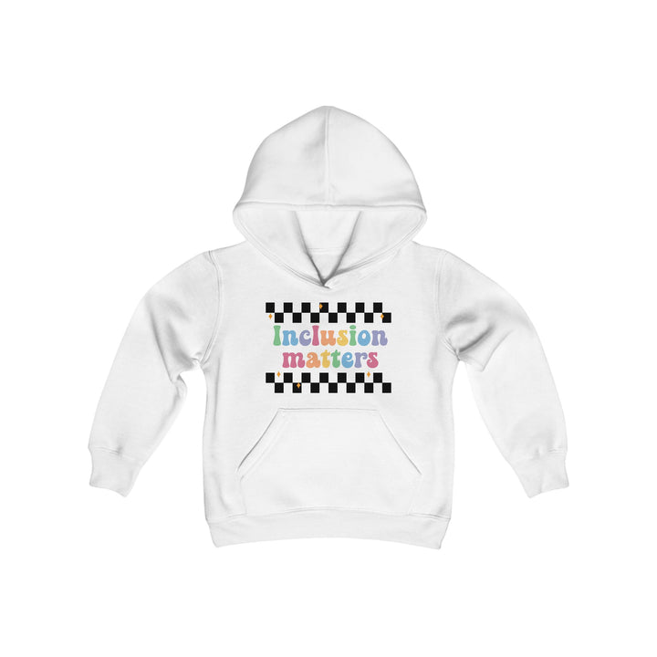 Kids Inclusion Matter Checkerboard Front and Back Hoodie Sweatshirt