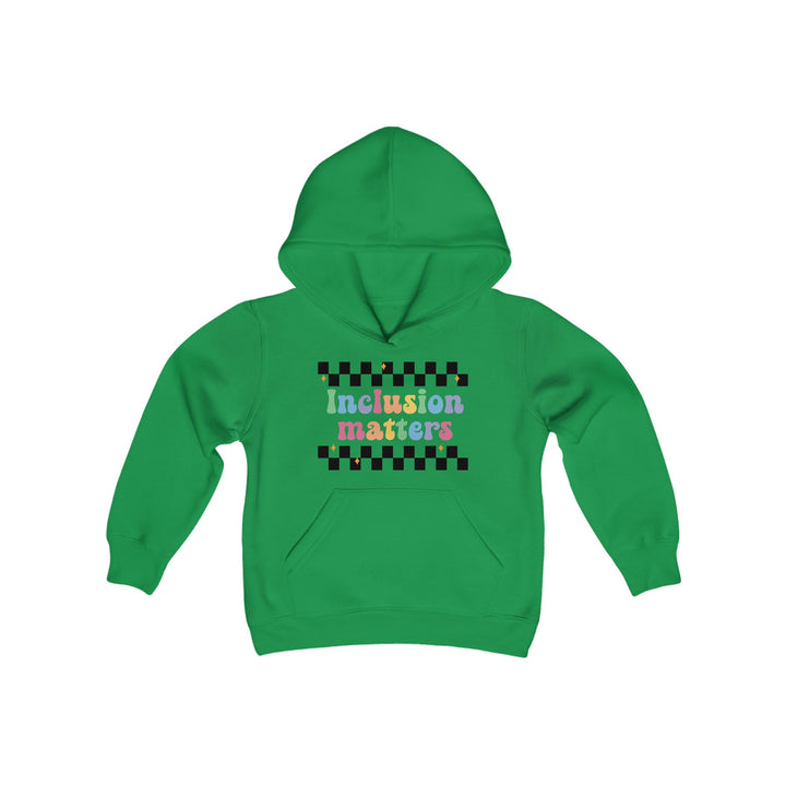 Kids Inclusion Matter Checkerboard Front and Back Hoodie Sweatshirt