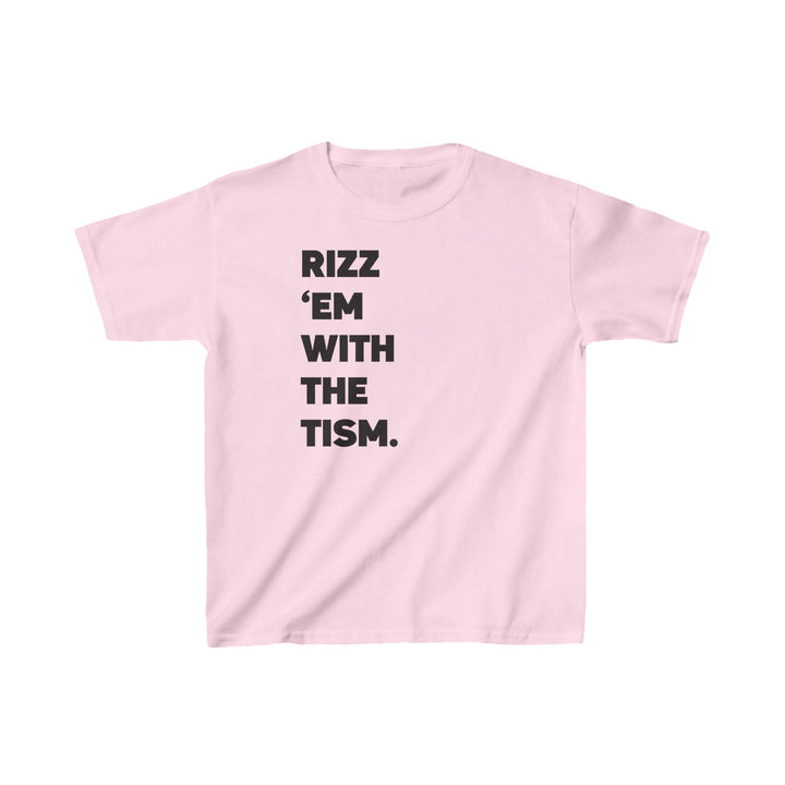 Kids Rizz Em With the Tism Black Text Tee