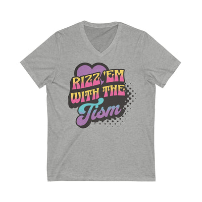 Rizz Em With The Tism Purple Heart Adult V-Neck Tee