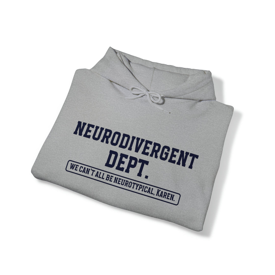 Neurodivergent Dept. Navy Blue Text Hoodie