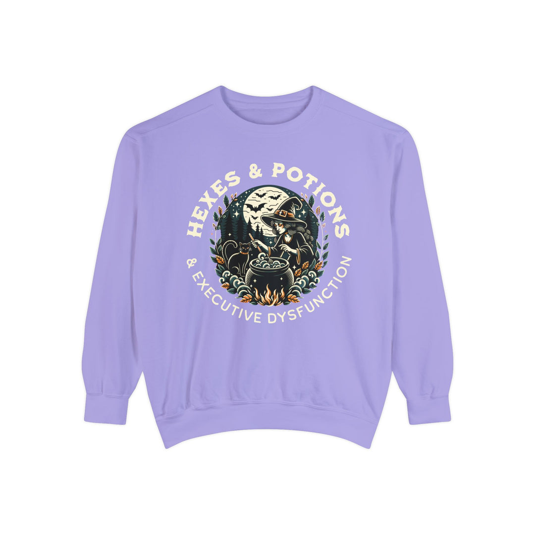 Adult Hexes & Potions & Executive Dysfunction  Comfort Colors Sweatshirt