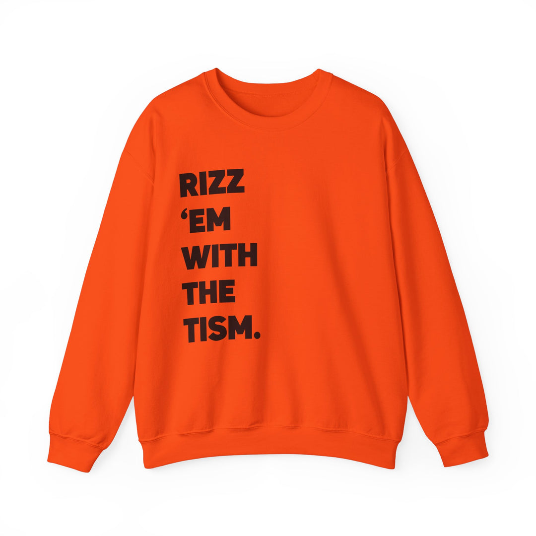 Adult Rizz Em With the Tism Black Text Sweatshirt