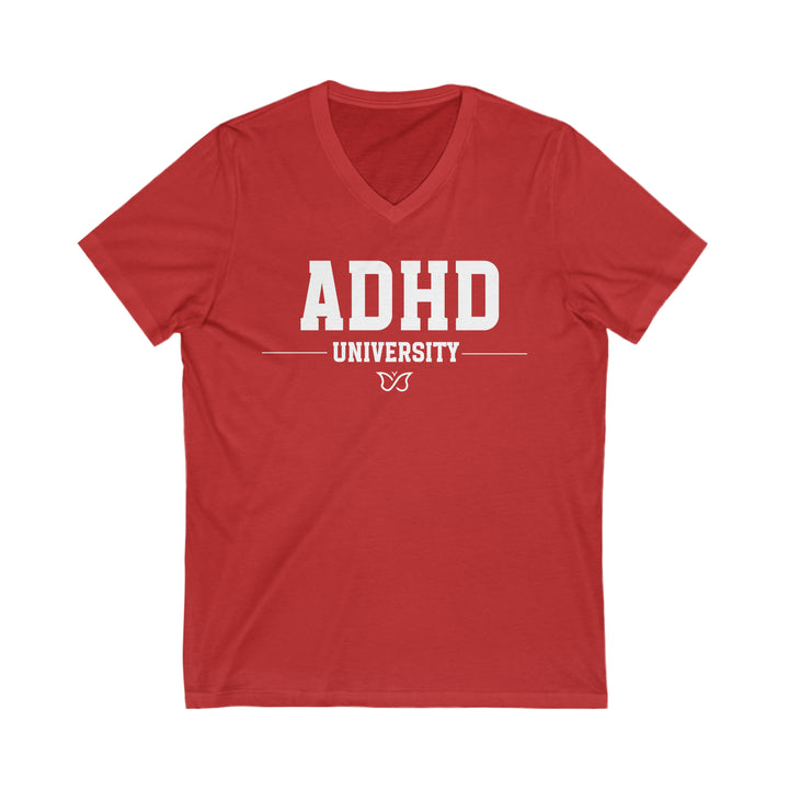 Adult ADHD University Butterfly Symbol V-Neck Tee