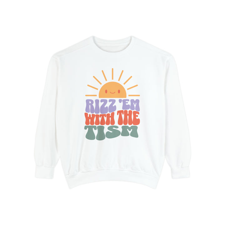 Adult Sunny Rizz 'Em With The Tism Comfort Colors Sweatshirt