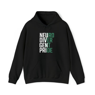 Neurodivergent Pride Green & White Text Hoodie