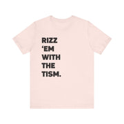 Adult Rizz Em With the Tism Black Text Tee