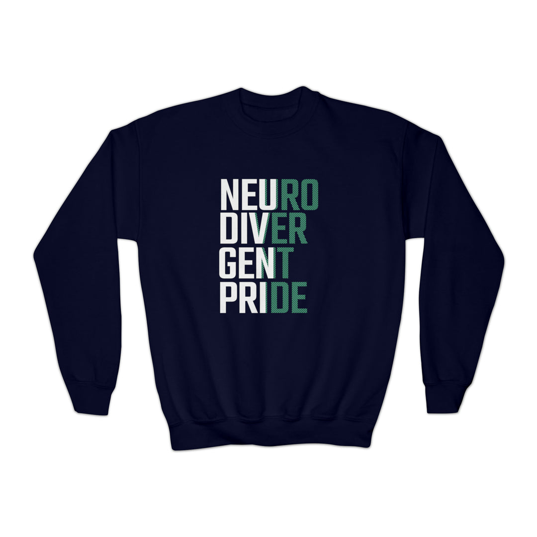 Kids Neurodivergent Pride Green & White Text Sweatshirt