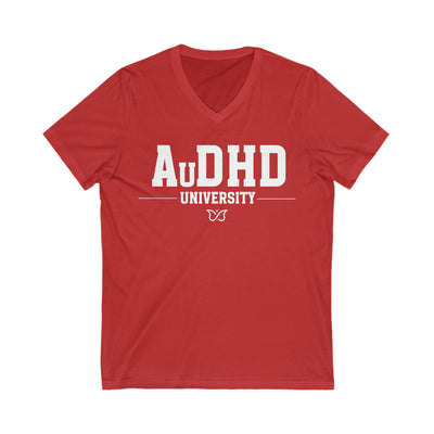 AuDHD University Butterfly Symbol V-Neck Tee