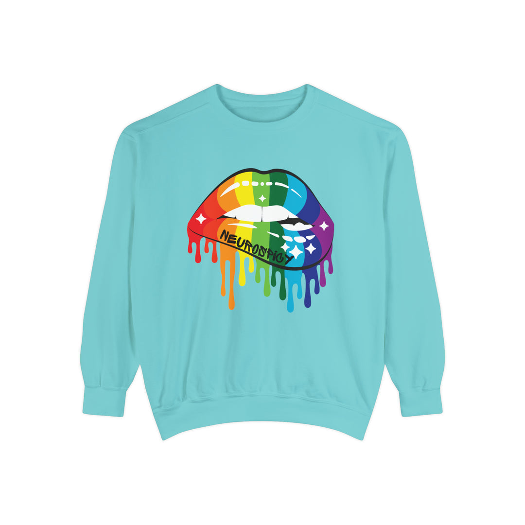 Comfort Colors Neurospicy Rainbow Lips Sweatshirt